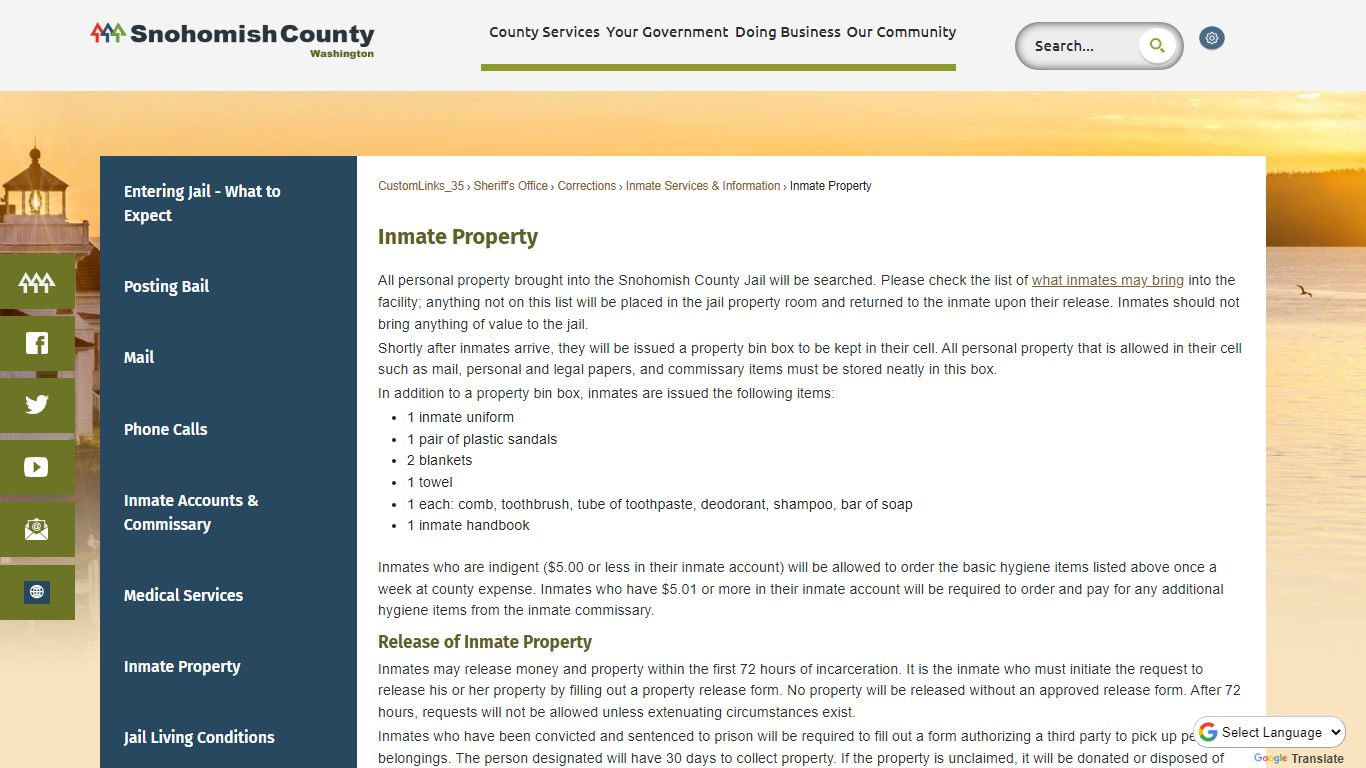 Inmate Property | Snohomish County, WA - Official Website